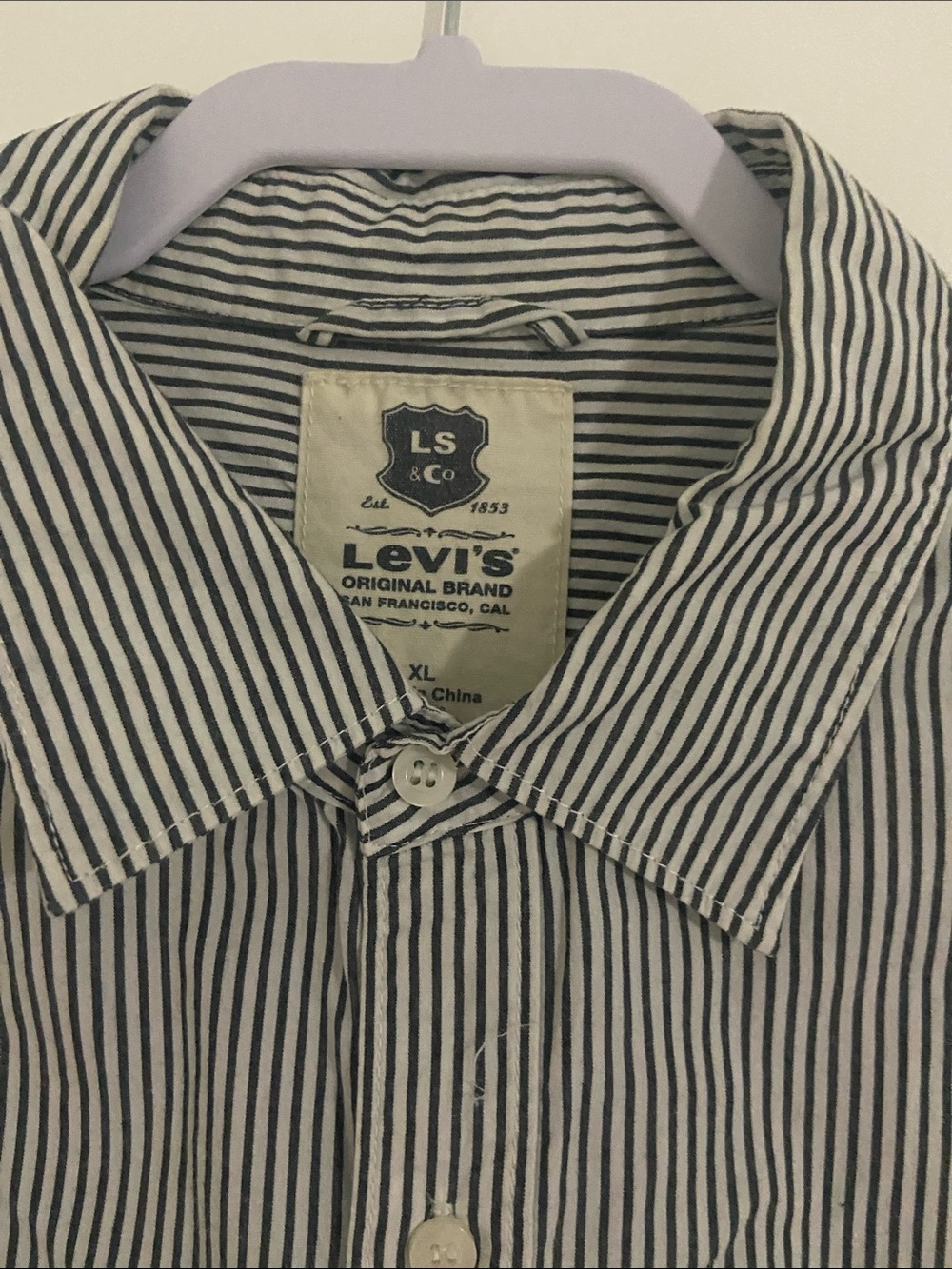 Levi's Men’s Black & White Striped Button-Down Shirt